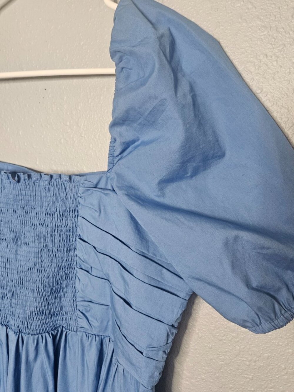 New Boden Ruched Bodice Midi Dress Blue Sundress Women's 12 Pockets Cotton READ! - Picture 8 of 16